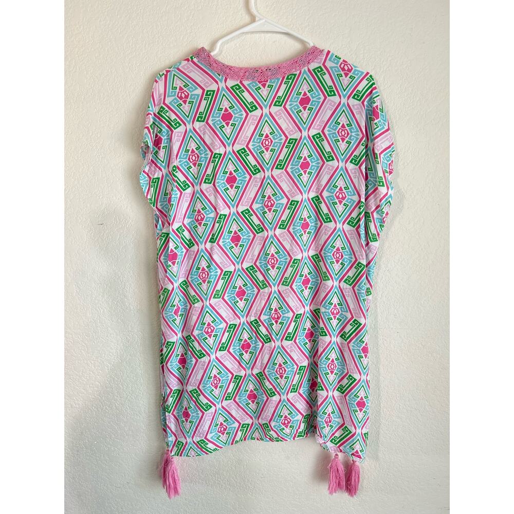 Macbeth Collection Diamond Print Pink Green Girly Swim Beach Coverup Size Medium - Picture 7 of 13